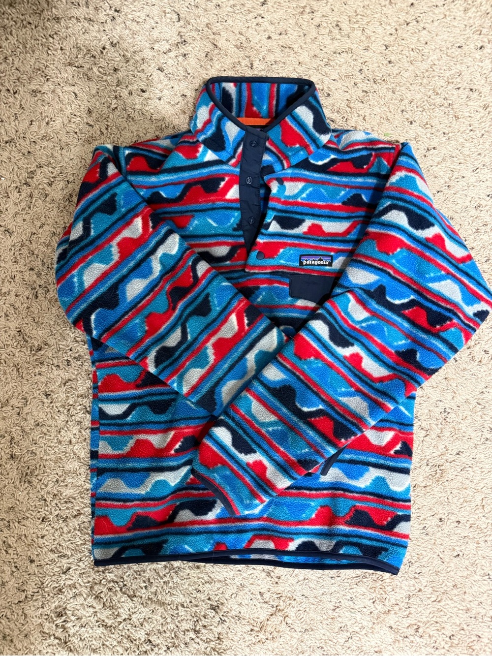 Patagonia Synchilla Fleece Pullover in Blue, Red & Black